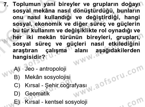 Coğrafi Bilgi Sistemlerinin Kullanım Alanları 2 Dersi 2024 - 2025 Yılı (Vize) Ara Sınav Soruları 7. Soru