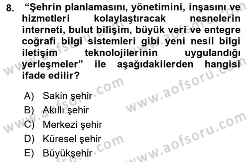 Coğrafi Bilgi Sistemlerinin Kullanım Alanları 2 Dersi 2024 - 2025 Yılı (Vize) Ara Sınav Soruları 8. Soru