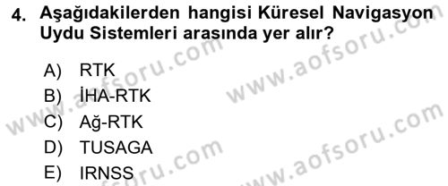 Coğrafi Bilgi Sistemlerinin Kullanım Alanları 2 Dersi 2024 - 2025 Yılı (Final) Dönem Sonu Sınav Soruları 4. Soru