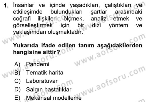 Coğrafi Bilgi Sistemlerinin Kullanım Alanları 2 Dersi 2024 - 2025 Yılı Yaz Okulu Sınav Soruları 1. Soru