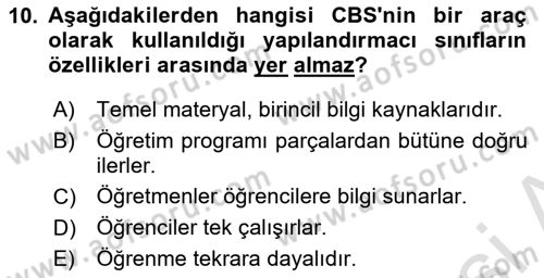Coğrafi Bilgi Sistemlerinin Kullanım Alanları 2 Dersi 2024 - 2025 Yılı Yaz Okulu Sınav Soruları 10. Soru