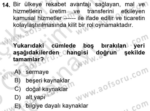 Coğrafi Bilgi Sistemlerinin Kullanım Alanları 2 Dersi 2024 - 2025 Yılı Yaz Okulu Sınav Soruları 14. Soru