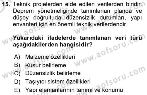 Coğrafi Bilgi Sistemlerinin Kullanım Alanları 2 Dersi 2024 - 2025 Yılı Yaz Okulu Sınav Soruları 15. Soru