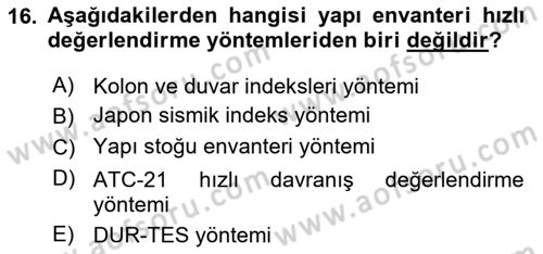 Coğrafi Bilgi Sistemlerinin Kullanım Alanları 2 Dersi 2024 - 2025 Yılı Yaz Okulu Sınav Soruları 16. Soru