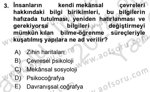 Coğrafi Bilgi Sistemlerinin Kullanım Alanları 2 Dersi 2024 - 2025 Yılı Yaz Okulu Sınav Soruları 3. Soru