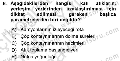 Coğrafi Bilgi Sistemlerinin Kullanım Alanları 2 Dersi 2024 - 2025 Yılı Yaz Okulu Sınav Soruları 6. Soru