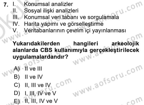 Coğrafi Bilgi Sistemlerinin Kullanım Alanları 2 Dersi 2024 - 2025 Yılı Yaz Okulu Sınav Soruları 7. Soru