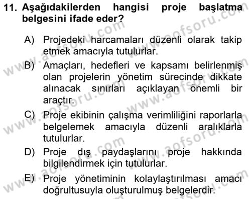 Cbs’de Proje Tasarımı ve Yönetimi Dersi 2022 - 2023 Yılı (Vize) Ara Sınav Soruları 11. Soru