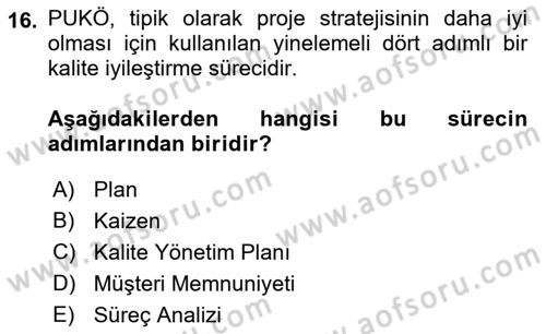 Cbs’de Proje Tasarımı ve Yönetimi Dersi 2022 - 2023 Yılı (Vize) Ara Sınav Soruları 16. Soru