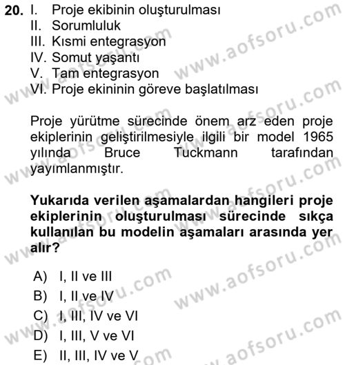 Cbs’de Proje Tasarımı ve Yönetimi Dersi 2022 - 2023 Yılı (Vize) Ara Sınav Soruları 20. Soru