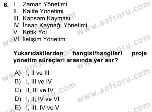 Cbs’de Proje Tasarımı ve Yönetimi Dersi 2022 - 2023 Yılı (Vize) Ara Sınav Soruları 6. Soru