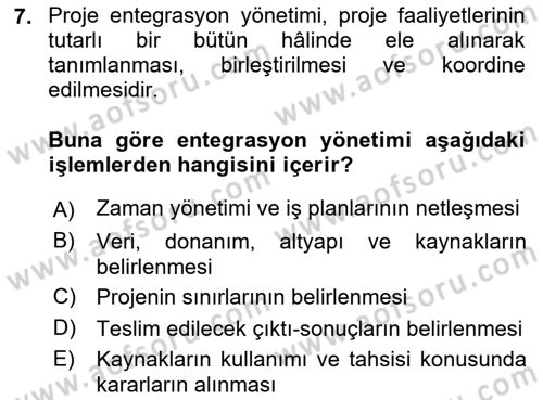 Cbs’de Proje Tasarımı ve Yönetimi Dersi 2022 - 2023 Yılı (Vize) Ara Sınav Soruları 7. Soru