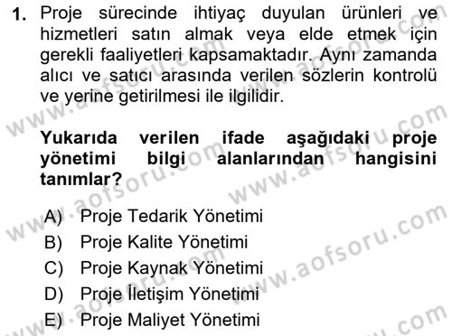 Cbs’de Proje Tasarımı ve Yönetimi Dersi 2022 - 2023 Yılı (Final) Dönem Sonu Sınav Soruları 1. Soru