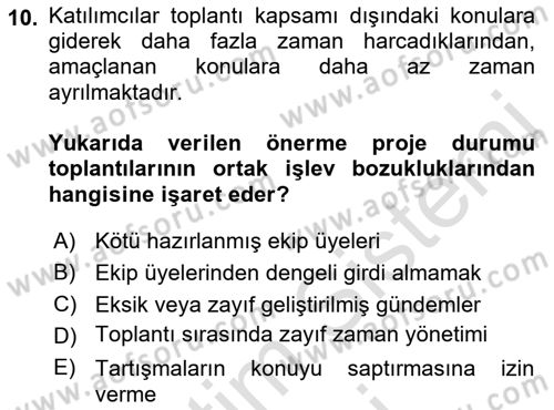 Cbs’de Proje Tasarımı ve Yönetimi Dersi 2022 - 2023 Yılı (Final) Dönem Sonu Sınav Soruları 10. Soru