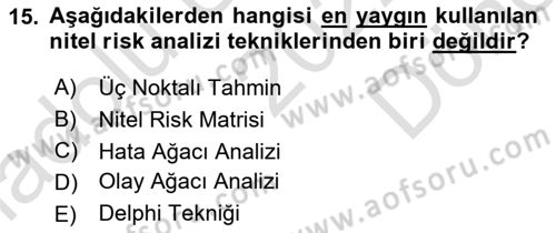 Cbs’de Proje Tasarımı ve Yönetimi Dersi 2022 - 2023 Yılı (Final) Dönem Sonu Sınav Soruları 15. Soru