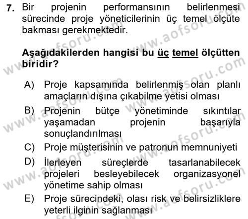 Cbs’de Proje Tasarımı ve Yönetimi Dersi 2022 - 2023 Yılı (Final) Dönem Sonu Sınav Soruları 7. Soru