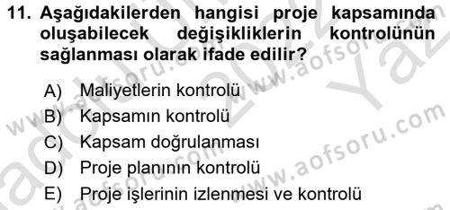 Cbs’de Proje Tasarımı ve Yönetimi Dersi 2022 - 2023 Yılı Yaz Okulu Sınav Soruları 11. Soru