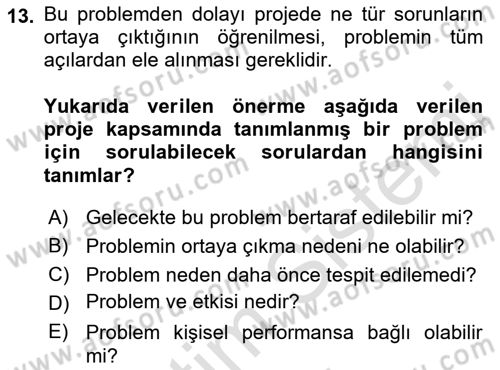 Cbs’de Proje Tasarımı ve Yönetimi Dersi 2022 - 2023 Yılı Yaz Okulu Sınav Soruları 13. Soru