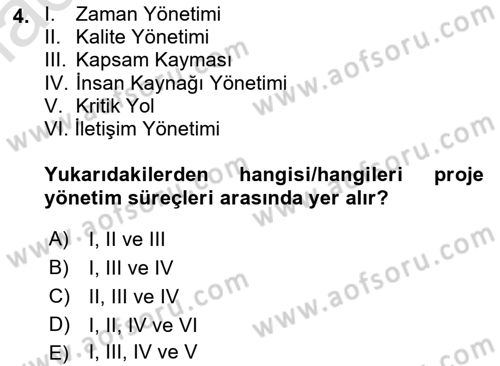 Cbs’de Proje Tasarımı ve Yönetimi Dersi 2022 - 2023 Yılı Yaz Okulu Sınav Soruları 4. Soru