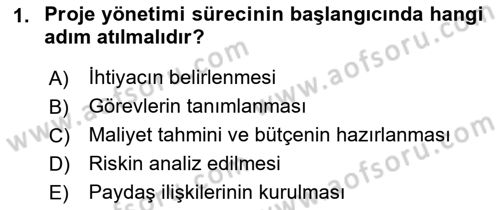 Cbs’de Proje Tasarımı ve Yönetimi Dersi 2023 - 2024 Yılı (Vize) Ara Sınav Soruları 1. Soru