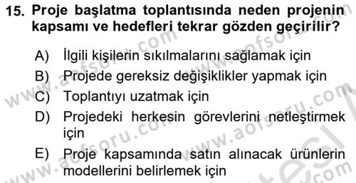 Cbs’de Proje Tasarımı ve Yönetimi Dersi 2023 - 2024 Yılı (Vize) Ara Sınav Soruları 15. Soru