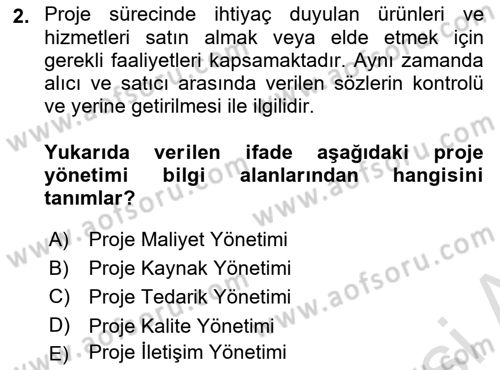 Cbs’de Proje Tasarımı ve Yönetimi Dersi 2023 - 2024 Yılı (Vize) Ara Sınav Soruları 2. Soru