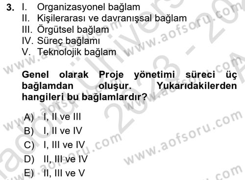 Cbs’de Proje Tasarımı ve Yönetimi Dersi 2023 - 2024 Yılı (Vize) Ara Sınavı 3. Soru