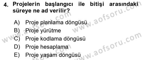 Cbs’de Proje Tasarımı ve Yönetimi Dersi 2023 - 2024 Yılı (Vize) Ara Sınav Soruları 4. Soru