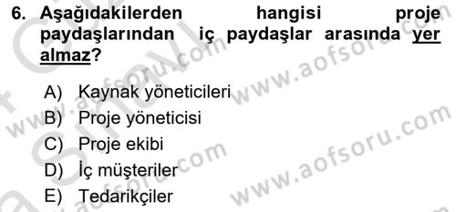 Cbs’de Proje Tasarımı ve Yönetimi Dersi 2023 - 2024 Yılı (Vize) Ara Sınav Soruları 6. Soru