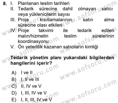 Cbs’de Proje Tasarımı ve Yönetimi Dersi 2023 - 2024 Yılı (Vize) Ara Sınav Soruları 8. Soru