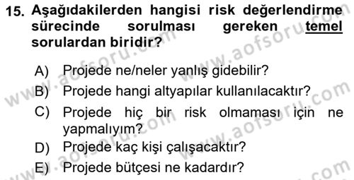 Cbs’de Proje Tasarımı ve Yönetimi Dersi 2023 - 2024 Yılı Yaz Okulu Sınav Soruları 15. Soru