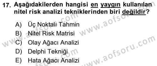 Cbs’de Proje Tasarımı ve Yönetimi Dersi 2023 - 2024 Yılı Yaz Okulu Sınav Soruları 17. Soru