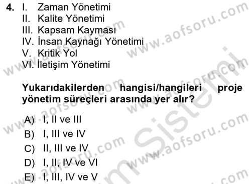 Cbs’de Proje Tasarımı ve Yönetimi Dersi 2023 - 2024 Yılı Yaz Okulu Sınav Soruları 4. Soru