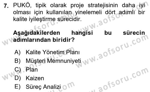Cbs’de Proje Tasarımı ve Yönetimi Dersi 2023 - 2024 Yılı Yaz Okulu Sınav Soruları 7. Soru