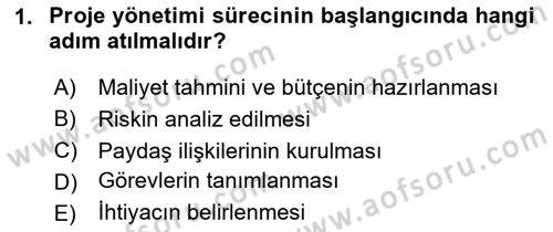 Cbs’de Proje Tasarımı ve Yönetimi Dersi 2024 - 2025 Yılı (Vize) Ara Sınav Soruları 1. Soru