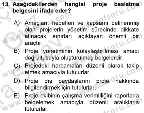 Cbs’de Proje Tasarımı ve Yönetimi Dersi 2024 - 2025 Yılı (Vize) Ara Sınav Soruları 13. Soru