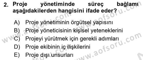 Cbs’de Proje Tasarımı ve Yönetimi Dersi 2024 - 2025 Yılı (Vize) Ara Sınav Soruları 2. Soru