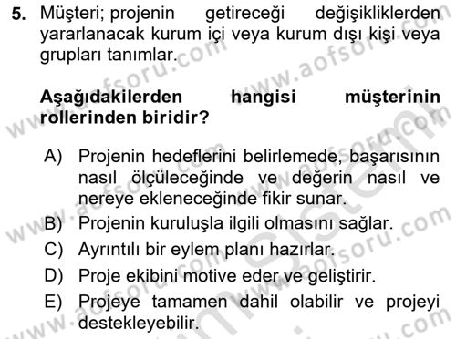 Cbs’de Proje Tasarımı ve Yönetimi Dersi 2024 - 2025 Yılı (Vize) Ara Sınav Soruları 5. Soru