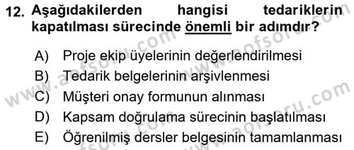 Cbs’de Proje Tasarımı ve Yönetimi Dersi 2024 - 2025 Yılı (Final) Dönem Sonu Sınav Soruları 12. Soru