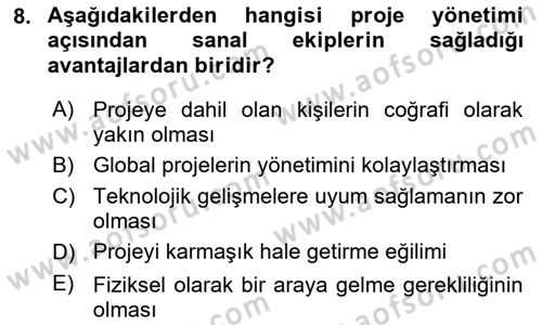 Cbs’de Proje Tasarımı ve Yönetimi Dersi 2024 - 2025 Yılı (Final) Dönem Sonu Sınav Soruları 8. Soru