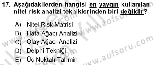 Cbs’de Proje Tasarımı ve Yönetimi Dersi 2024 - 2025 Yılı Yaz Okulu Sınav Soruları 17. Soru
