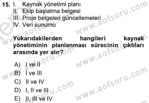 Cbs’de Proje Tasarımı ve Yönetimi Dersi 2025 - 2026 Yılı (Vize) Ara Sınav Soruları 15. Soru