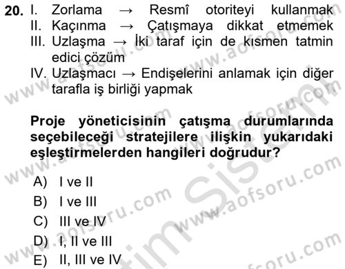 Cbs’de Proje Tasarımı ve Yönetimi Dersi 2025 - 2026 Yılı (Vize) Ara Sınav Soruları 20. Soru