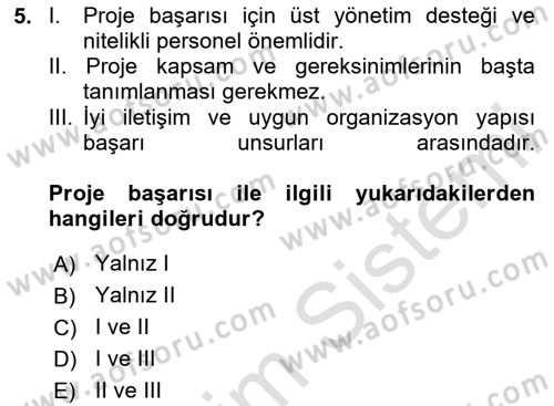 Cbs’de Proje Tasarımı ve Yönetimi Dersi 2025 - 2026 Yılı (Vize) Ara Sınav Soruları 5. Soru