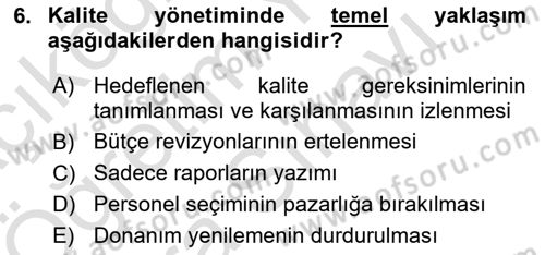 Cbs’de Proje Tasarımı ve Yönetimi Dersi 2025 - 2026 Yılı (Vize) Ara Sınav Soruları 6. Soru