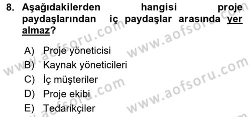 Cbs’de Proje Tasarımı ve Yönetimi Dersi 2025 - 2026 Yılı (Vize) Ara Sınav Soruları 8. Soru