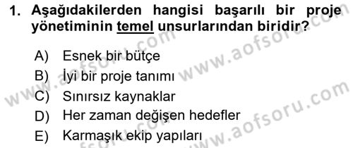 Cbs’de Proje Tasarımı ve Yönetimi Dersi 2025 - 2026 Yılı (Final) Dönem Sonu Sınav Soruları 1. Soru