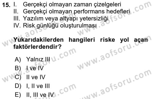 Cbs’de Proje Tasarımı ve Yönetimi Dersi 2025 - 2026 Yılı (Final) Dönem Sonu Sınav Soruları 15. Soru