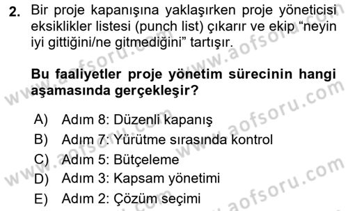 Cbs’de Proje Tasarımı ve Yönetimi Dersi 2025 - 2026 Yılı (Final) Dönem Sonu Sınav Soruları 2. Soru