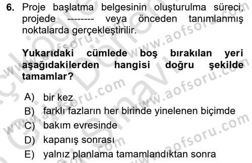 Cbs’de Proje Tasarımı ve Yönetimi Dersi 2025 - 2026 Yılı (Final) Dönem Sonu Sınav Soruları 6. Soru